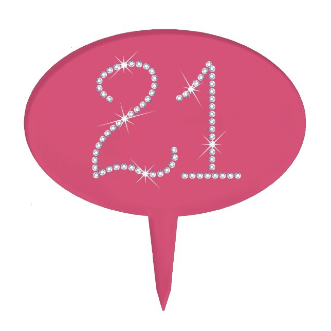 Faux Rhinestone 21st Birthday Cake Topper (Front)