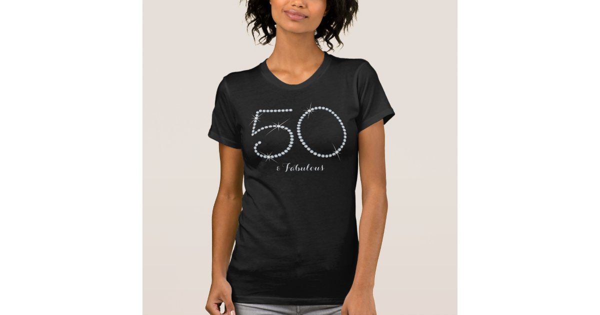 Faux Rhinestone 50th Birthday T-Shirt | Zazzle