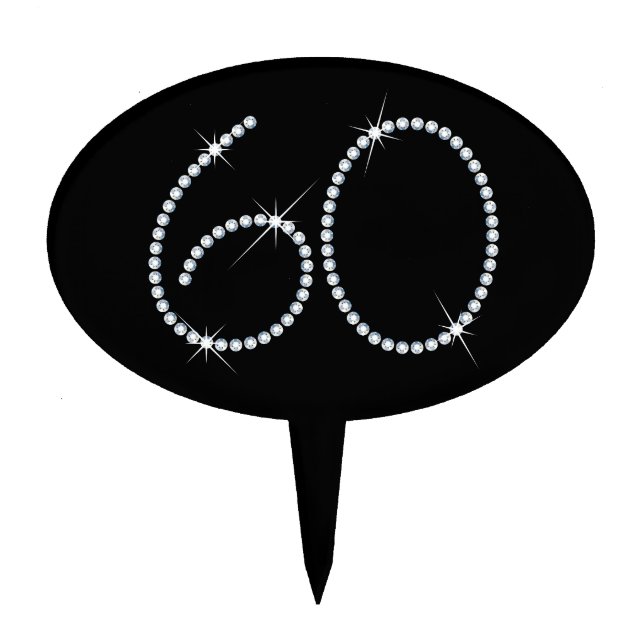 Faux Rhinestone 60th Birthday Cake Topper (Front)