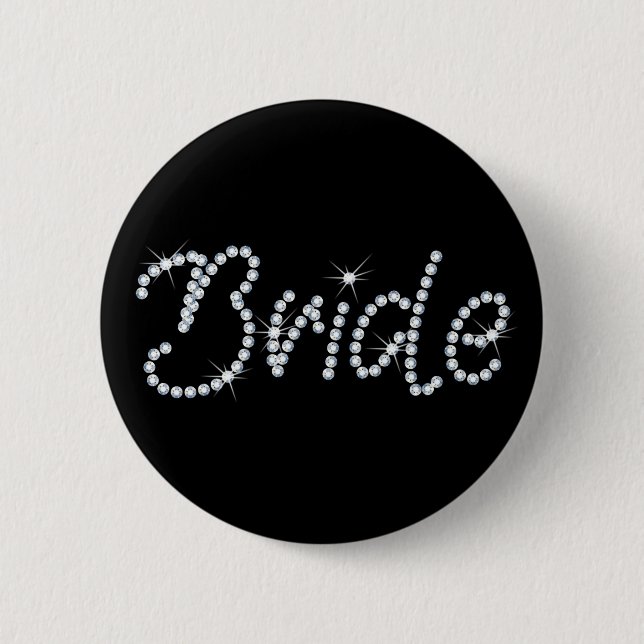 Faux Rhinestone Bride Pinback Button (Front)