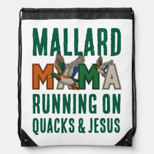 Faux Rhinestone MALLARD MAMA Drawstring Bag