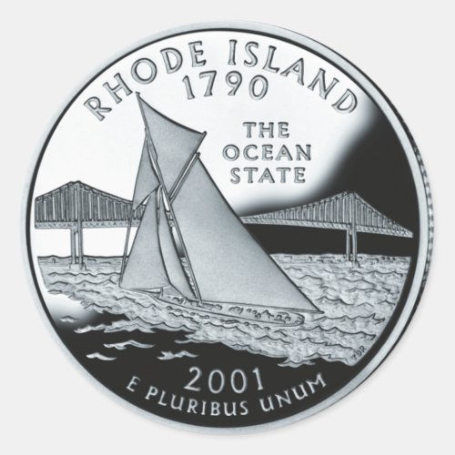 Faux Rhode Island State Quarter Classic Round Sticker