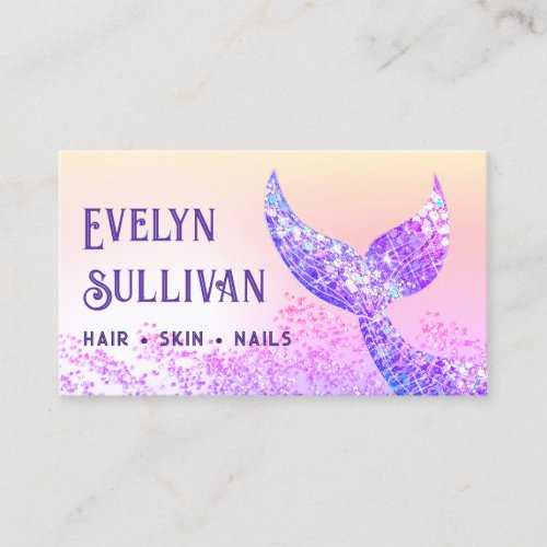 Faux ridescent glitter mermaid tail business card