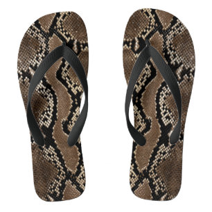Faux Rock Python Snake Skin Flip Flops