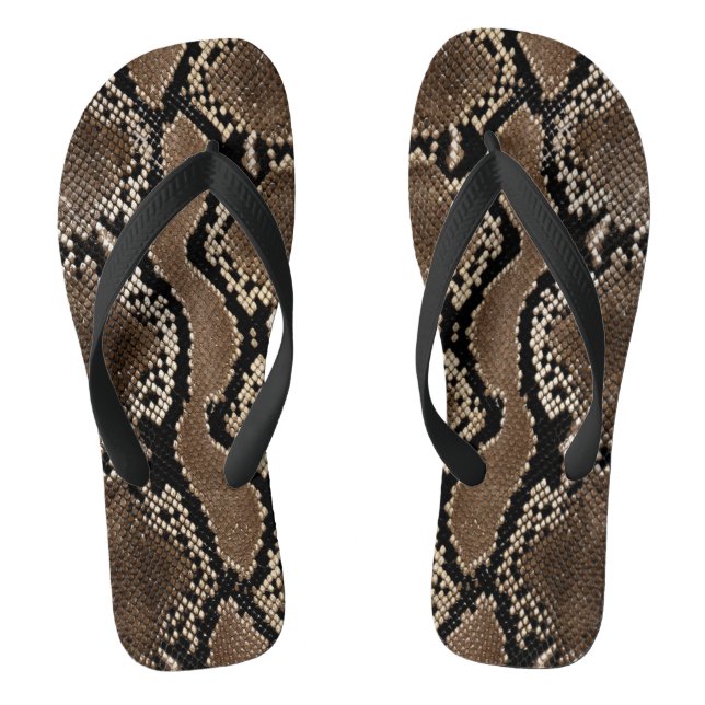 Faux Rock Python Snake Skin Flip Flops (Footbed)