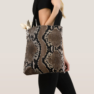 Faux Rock Python Snake Skin Tote Bag