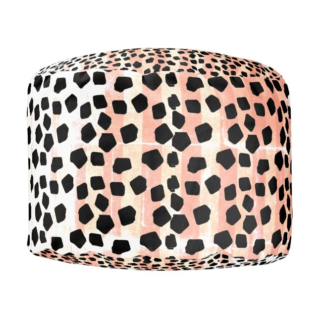 Faux Rocks Pink, White Black Pouf (Front)