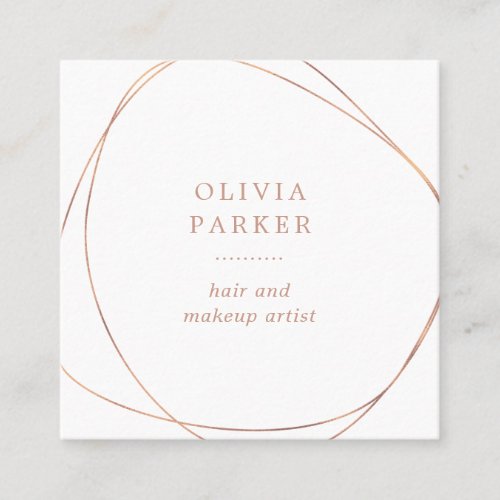 Faux Rose Gold Abstract Circle  White Square Business Card