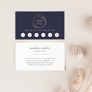 Faux Rose Gold Abstract Logo Loyalty Cards