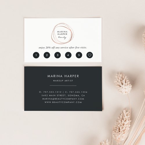 Faux Rose Gold Abstract Logo Loyalty Cards