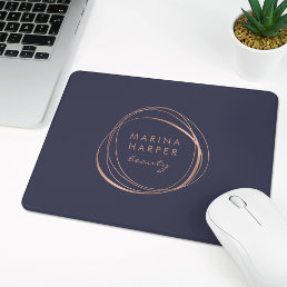 Faux Rose Gold Abstract Logo Mouse Pad