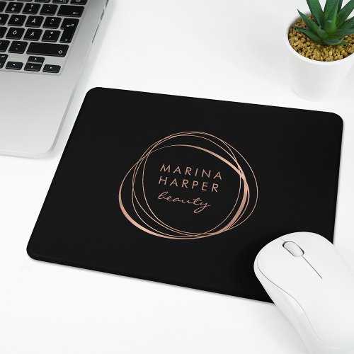 Faux Rose Gold Abstract Logo Mouse Pad