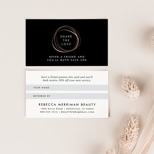 Faux Rose Gold Abstract Logo Referral