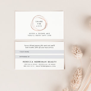 Faux Rose Gold Abstract Logo Referral Card
