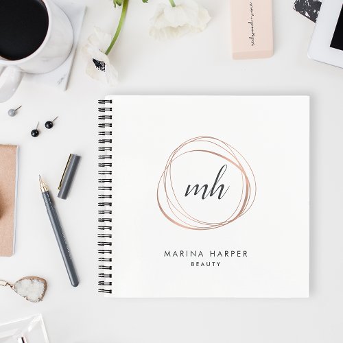 Faux Rose Gold Abstract Monogram Notebook