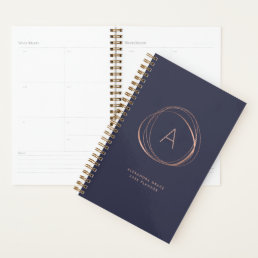 Faux Rose Gold Abstract Monogram Planner