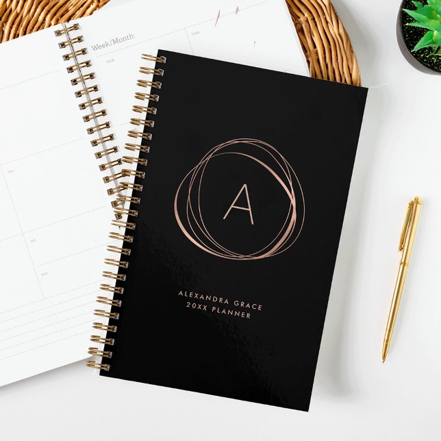 Faux Rose Gold Abstract Monogram Planner (Creator Uploaded)
