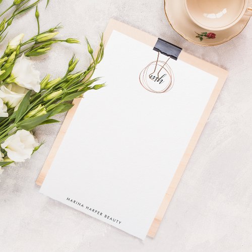 Faux Rose Gold Abstract Monogram Stationery