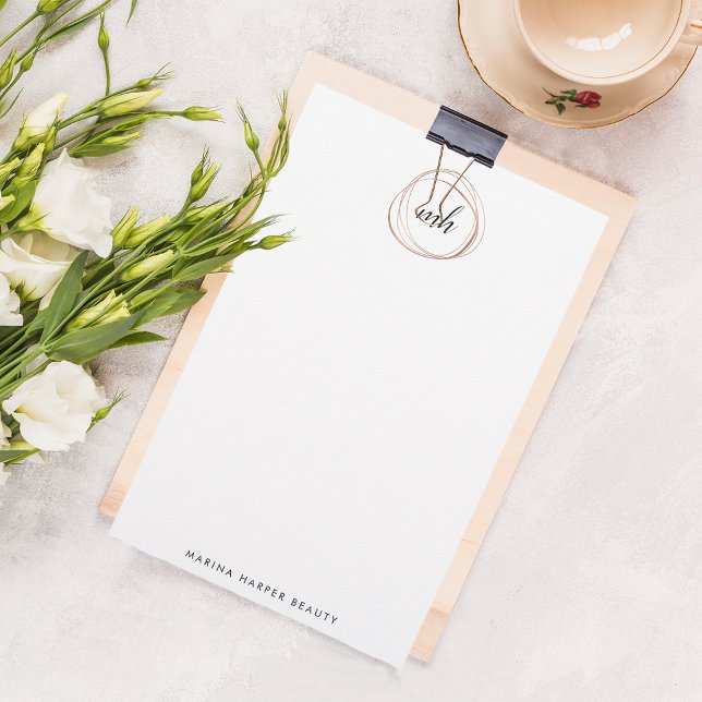 Faux Rose Gold Abstract Monogram Stationery (Creator Uploaded)