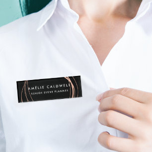 Faux Rose Gold Abstract Name Tag