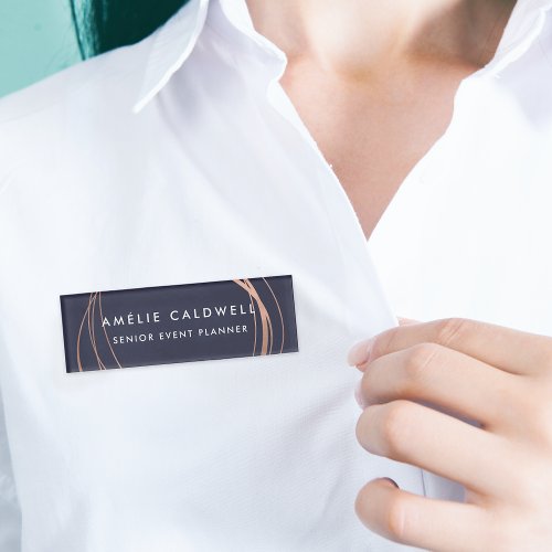 Faux Rose Gold Abstract Name Tag