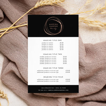 Faux Rose Gold Abstract | Pricing & Services Flyer by RedwoodAndVine at Zazzle