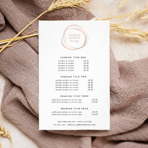 Faux Rose Gold Abstract Pricing & Services Flyer