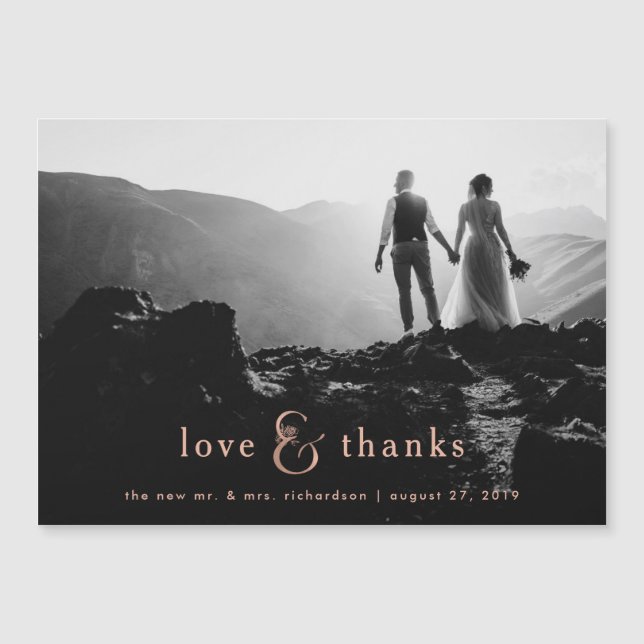 Faux Rose Gold Ampersand | Photo Thank You (Front)