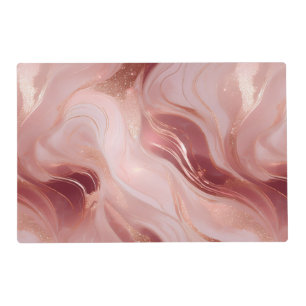 Faux Rose Gold and Glitter Marbled Placemat