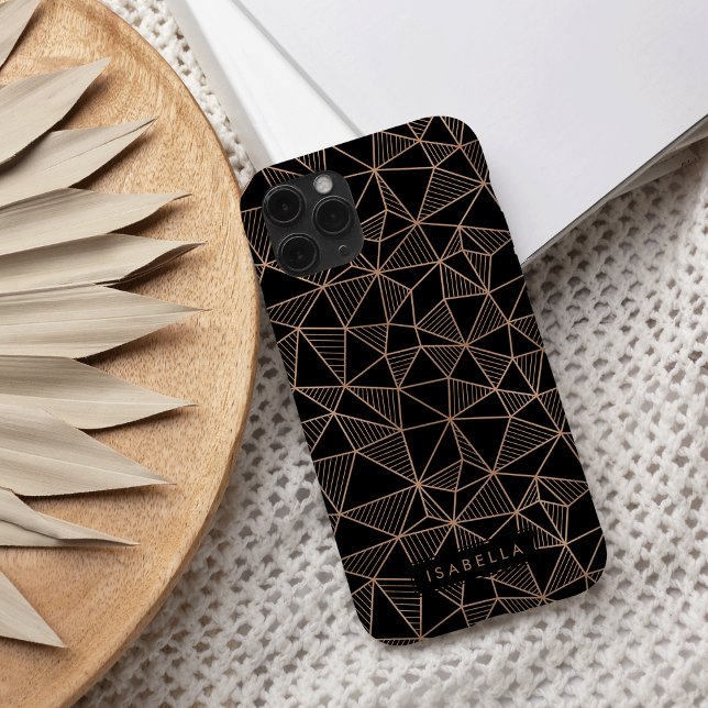 Faux Rose Gold & Black Modern Geometric Case-Mate iPhone Case (Creator Uploaded)