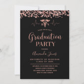 FAUX ROSE GOLD Black RN Nurse Graduation Party Invitation (Front)