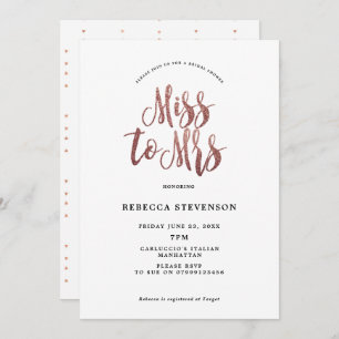 faux rose gold bridal shower invitation