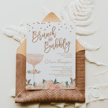 Faux Rose Gold Brunch Bubbly Bridal Shower Invitation by figtreedesign at Zazzle