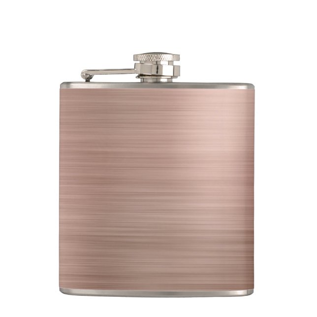Faux Rose Gold Brushed Metallic Flask (Front)
