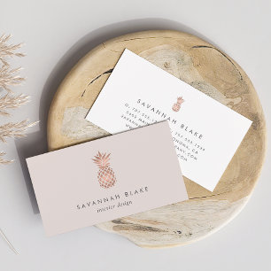 Faux Rose Gold & Cameo Blush Pineapple Business Card