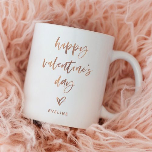 Faux Rose Gold  Casual Script and Heart Valentine Coffee Mug