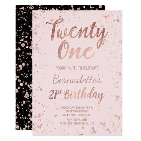 faux rose gold confetti blush 21st birthday invitation zazzle com