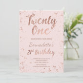 Faux rose gold confetti blush 21st Birthday Invitation (Standing Front)