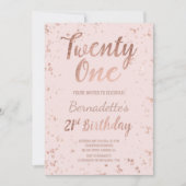 Faux rose gold confetti blush 21st Birthday Invitation (Front)