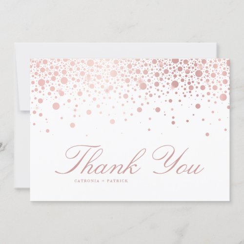 Faux Rose Gold Confetti Dots Thank You Card