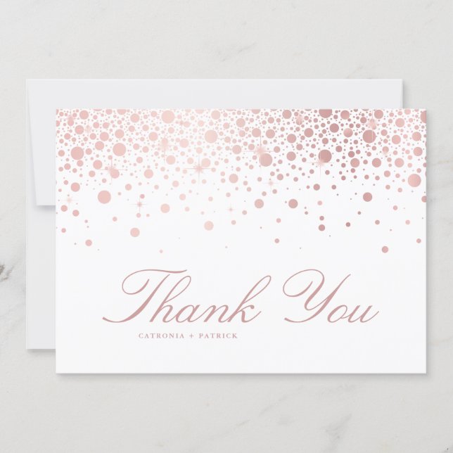Faux Rose Gold Confetti Dots Thank You Card (Front)