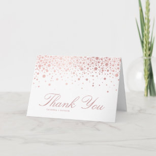 Faux Rose Gold Confetti Dots Wedding Thank You Card