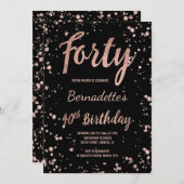 Faux rose gold confetti splatters 40th Birthday Invitation (Front/Back)
