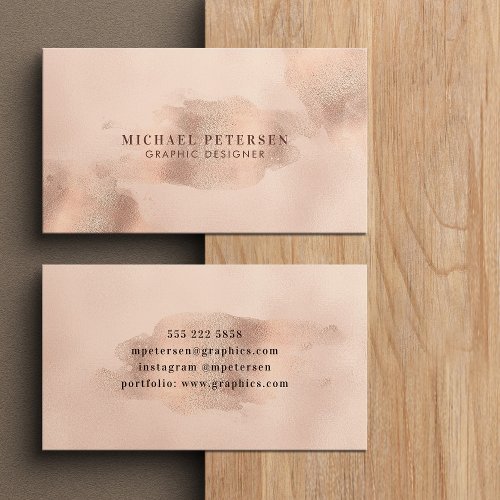 Faux Rose Gold Copper Foil  Graphic Designer Business Card