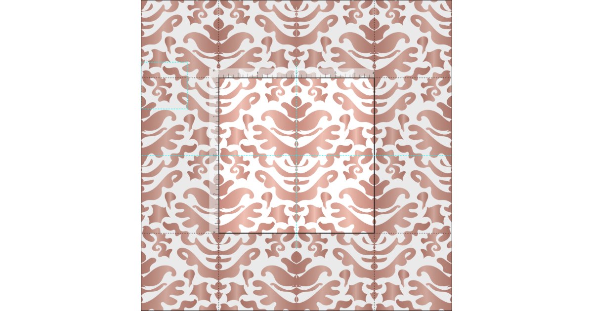 Faux Rose Gold Damask Pattern Fabric