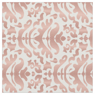 Faux Rose Gold Damask Pattern Fabric
