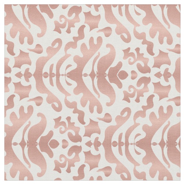 Faux Rose Gold Damask Pattern Fabric (Close Up)