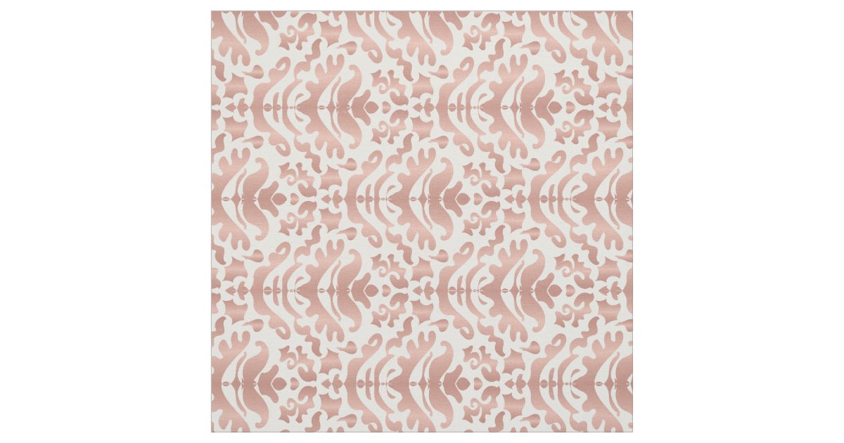 Faux Rose Gold Damask Pattern Fabric