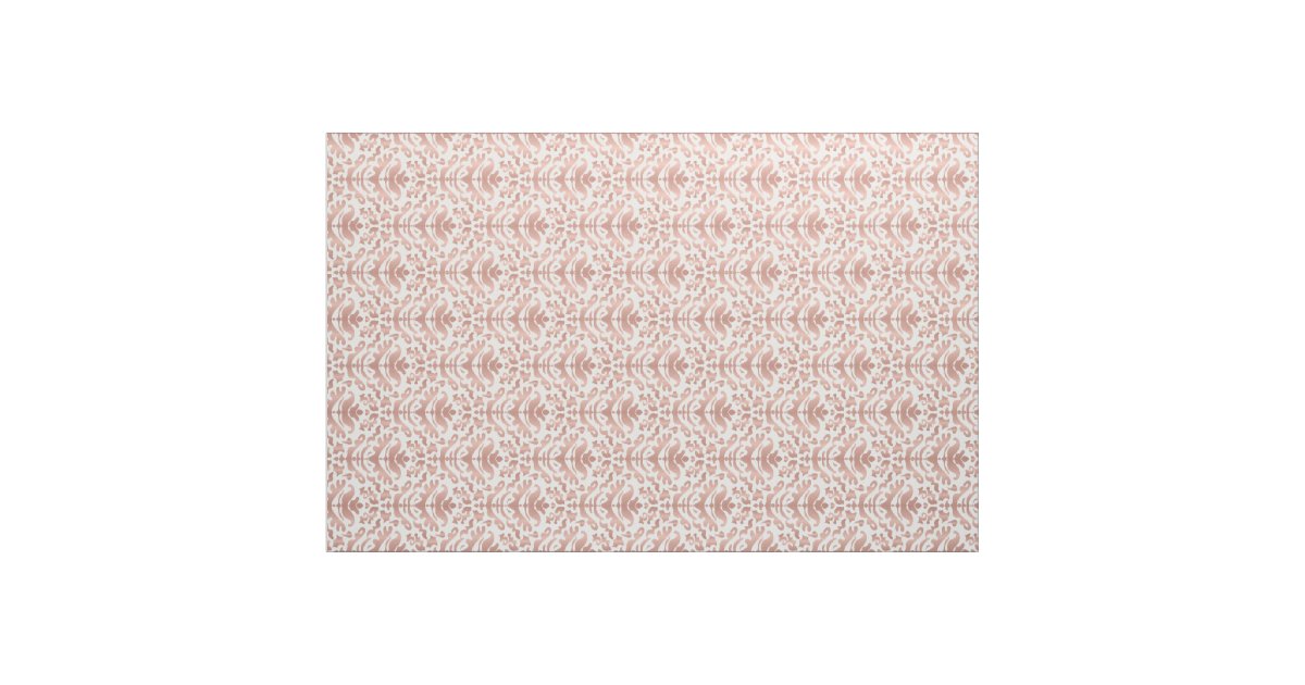 Faux Rose Gold Damask Pattern Fabric