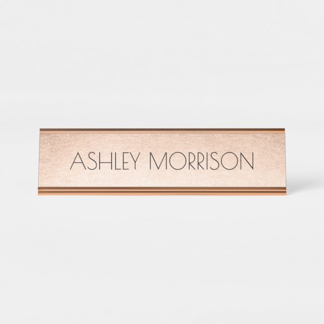Faux Rose Gold Desk Name Plate (Front)